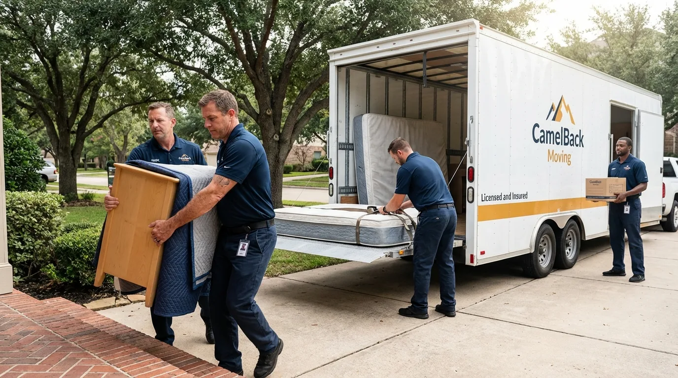 Crew loading residential truck for cross-state move from Calistoga, CA