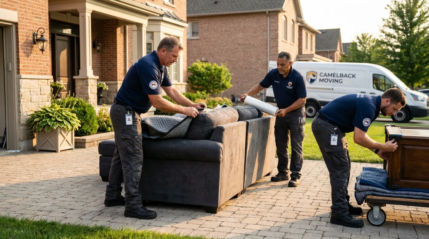 Large estate moving crew wrapping furniture in Calistoga, CA